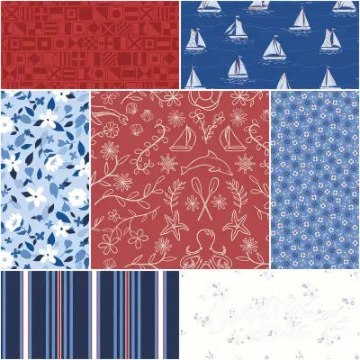 Yacht Club 1 Yard Bundle Red, 7 Pcs.