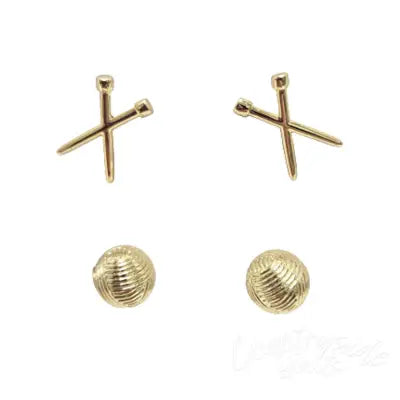 Yarn & Knit Earring Set of 2 Gold