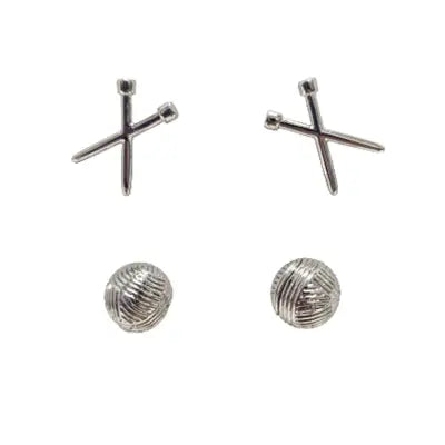 Yarn & Knit Earring Set of 2 Silver