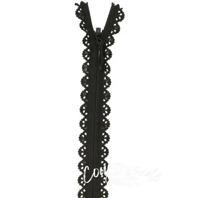 Zipper Lace 22cm, 19mm wide, black
