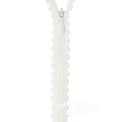 Zipper Lace 22cm 19mm wide White