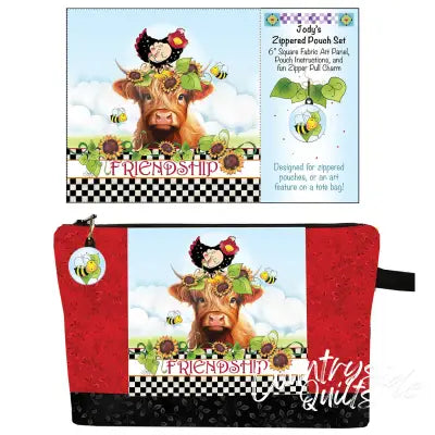 Zipper Pouch Set Highland Cow Friendship