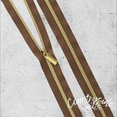Zippers By The Yard Brown Gold