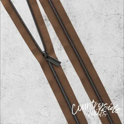 Zippers By The Yard Brown Gunmetal