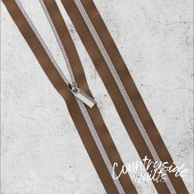 Zippers By The Yard Brown Nickel