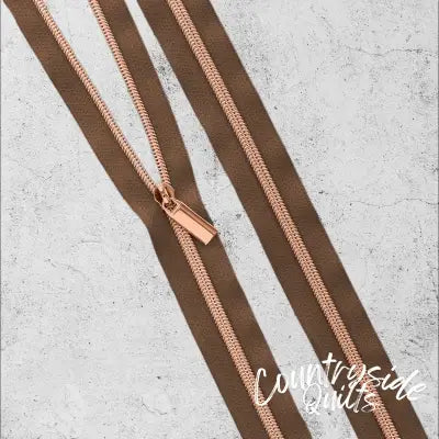 Zippers By The Yard Brown Rose Gold
